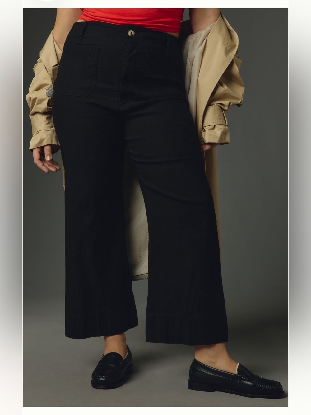 Anthropologie’s Maeve Colette Cropped Wide-Leg High-Rise Pants in Black - Picture 6 of 15